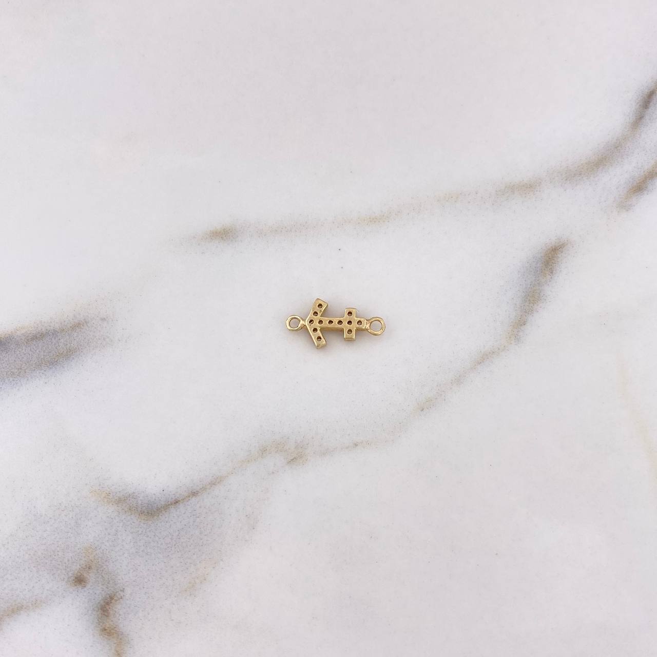 Charm Anchor 0.55gr / 1.4cm / White Zircons 18K Yellow Gold #