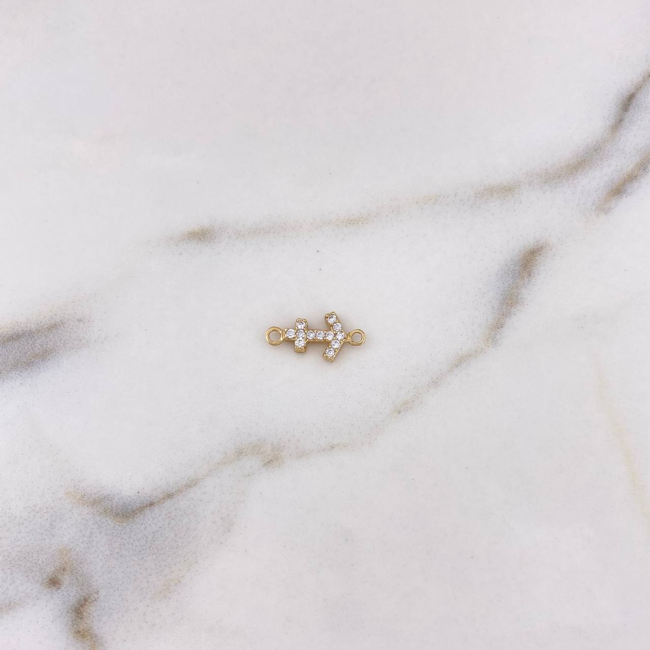 Charm Anchor 0.55gr / 1.4cm / White Zircons 18K Yellow Gold #