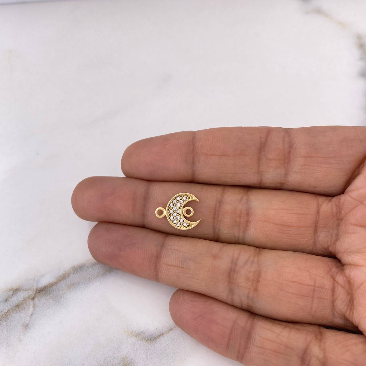 Charm Luna 0.9gr / 1.1cm / White Zircons 18K Yellow Gold #