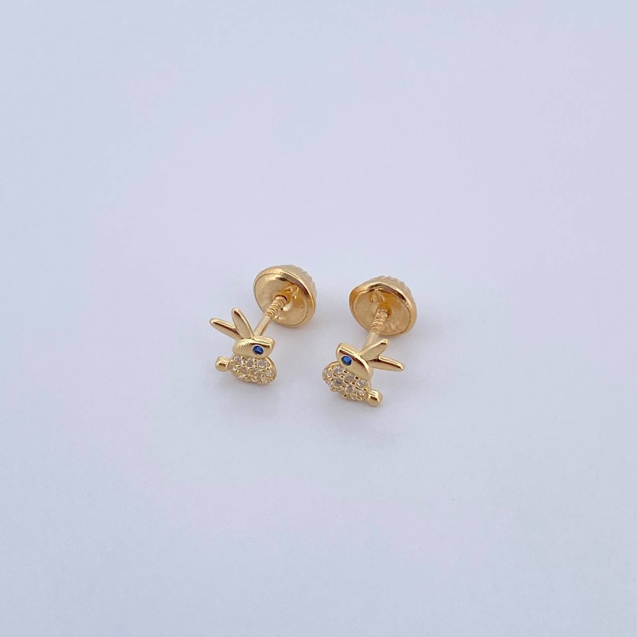 Topos Conejo 0.65gr / Circones Azul Blancos Oro Amarillo 18K $