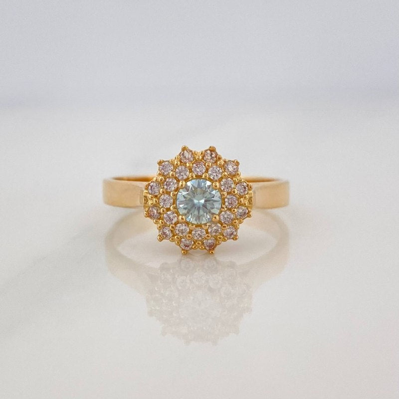 Solitaire Ring Dense Flower 3.6 g / T6 1/2 Yellow Gold 18K