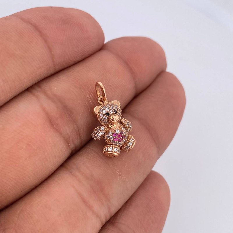 Articulated Bear Heart Pendant 2.65gr / 2cm / 18K Gold &
