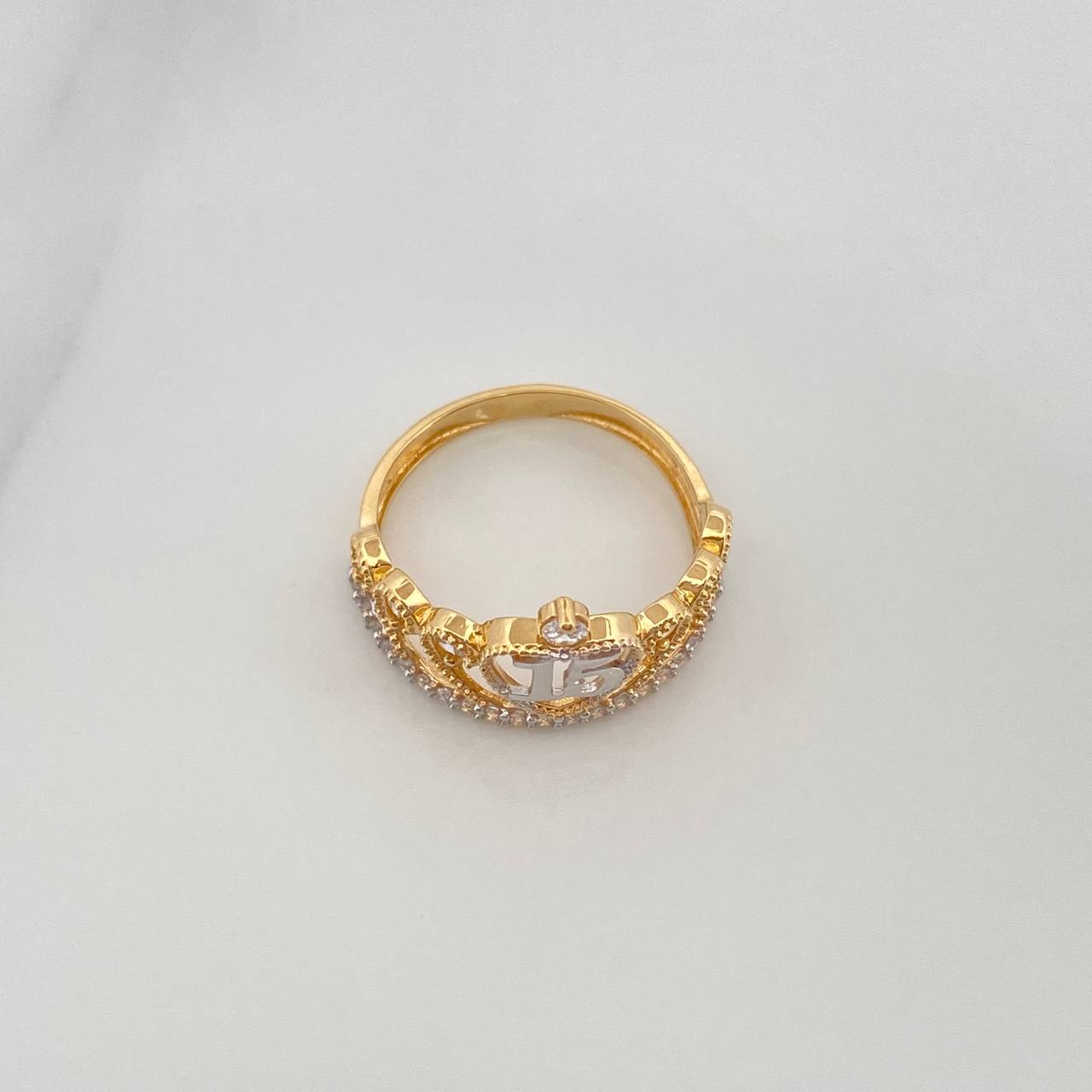 Ring 15´S Crown 2 g / T4 1/4 Two Yellow White Gold 18K