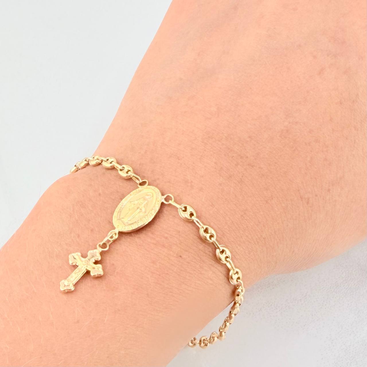 Pulso Denario GC Virgen Milagrosa 2.75g / 7 1/4 in / 3.45mm Oro Amarillo 18K