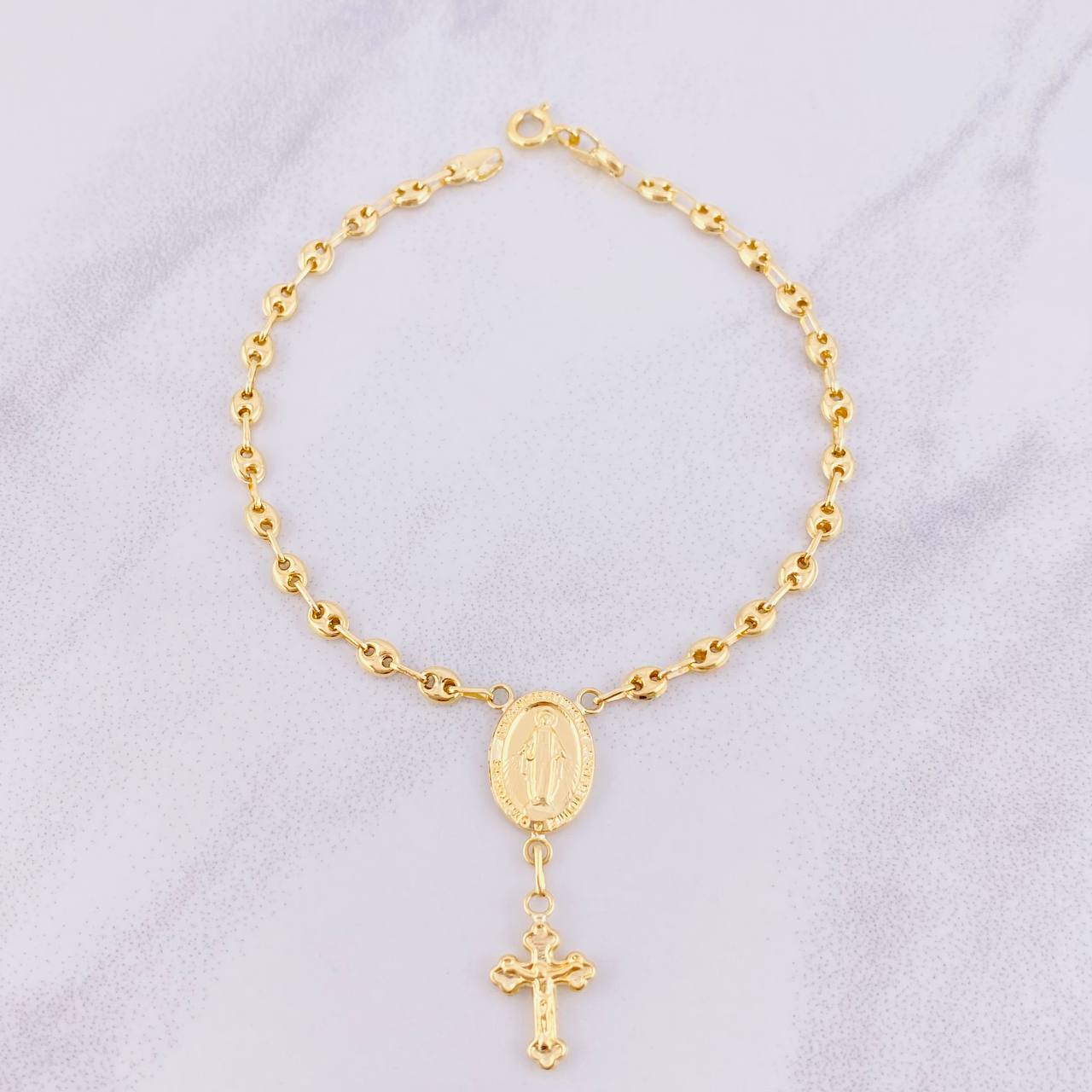 Pulso Denario GC Virgen Milagrosa 2.75g / 7 1/4 in / 3.45mm Oro Amarillo 18K