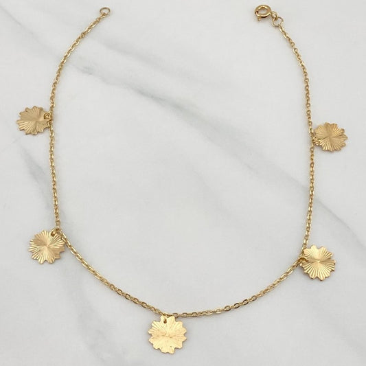 Tobillera Trebol Aro Seguido 2.25 g / 10 in / 1.2 mm Oro Amarillo 18K