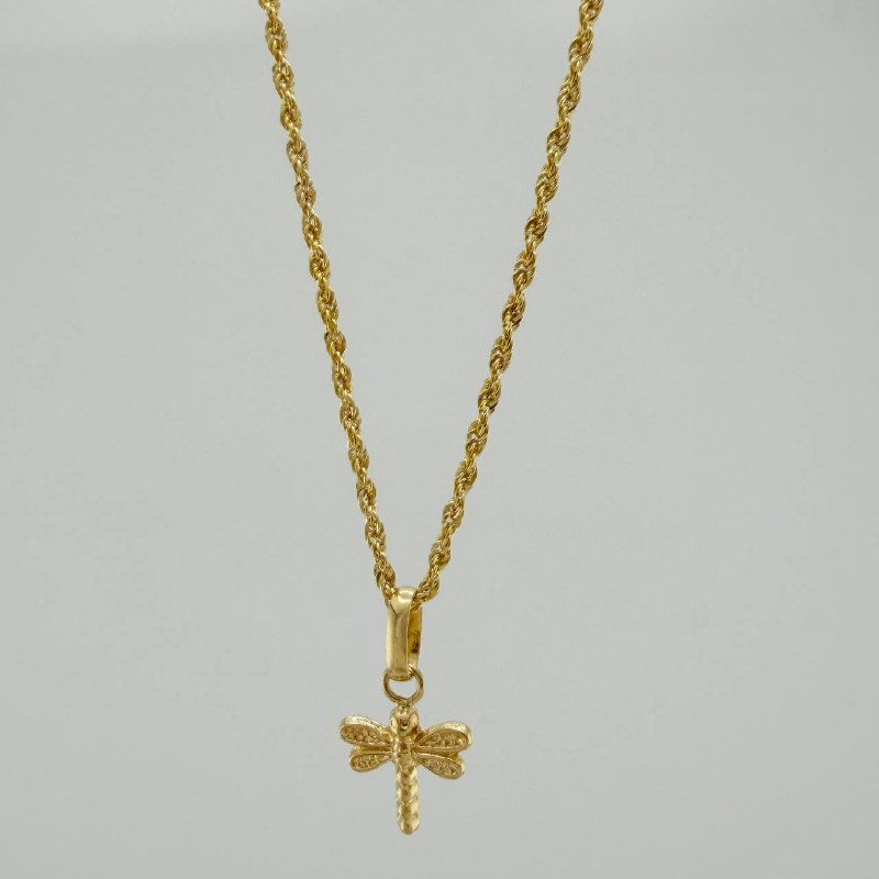 Set Cadena Lazo + Dije Libelula / 1,25 gr / 17 3/4 in Oro Amarillo 18K