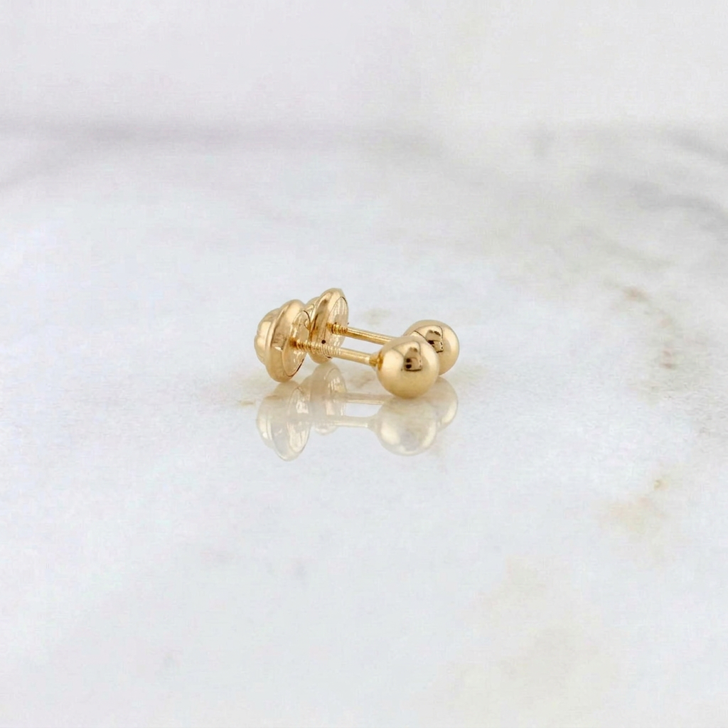 Topos Bola Lisa 0.55 g / 4 mm Oro Amarillo 18K