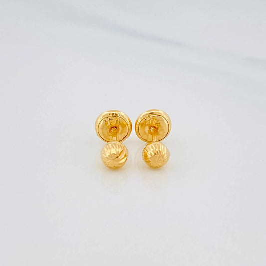 Diamond Cut Bead Stud Earrings 0.55g / in / 4mm Yellow Gold 18K