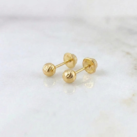 Diamond Cut Bead Stud Earrings 4mm 0.5g / in / 4mm Yellow Gold 18K