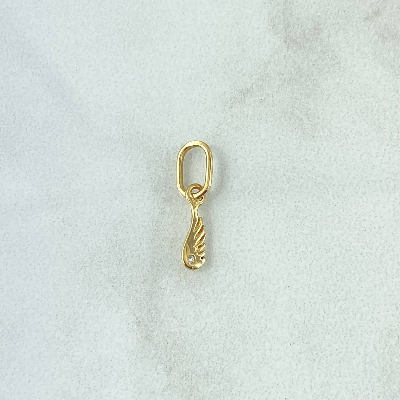 Dije Ala 0.35gr / 2cm / Circon Blanco Oro Amarillo 18K ©