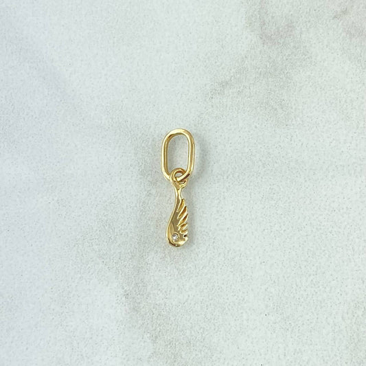 Dije Ala 0.35gr / 2cm / Circon Blanco Oro Amarillo 18K ©