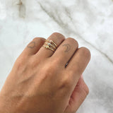 Three Ring Band 3.15gr / Size 6 3/4 / Beads 4mm Diamond Cut Three 18K Gold *