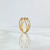 Three Ring Band 3.15gr / Size 6 3/4 / Beads 4mm Diamond Cut Three 18K Gold *