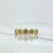 Dense Circles Ring 2.2gr / T6 3/4 / White Zircons Green 18K Yellow Gold