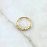 Dense Circles Ring 2.2gr / T6 3/4 / White Zircons Green 18K Yellow Gold