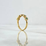 Dense Circles Ring 2.2gr / T6 3/4 / White Zircons Green 18K Yellow Gold