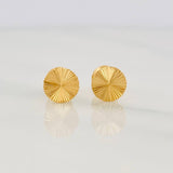 Stud Earrings Circle Diamond Cut 0.85g / in / 6.71mm Yellow Gold 18K