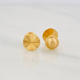 Stud Earrings Circle Diamond Cut 0.85g / in / 6.71mm Yellow Gold 18K