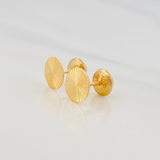 Stud Earrings Circle Diamond Cut 0.85g / in / 6.71mm Yellow Gold 18K