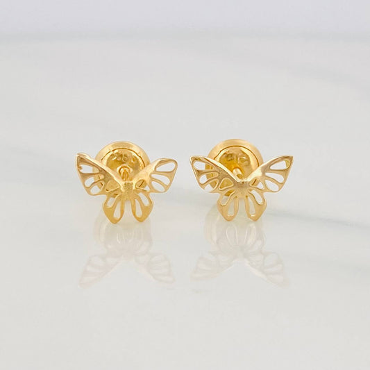 Stud Earrings Butterflies 0.6g / in / 9.6mm Yellow Gold 18K