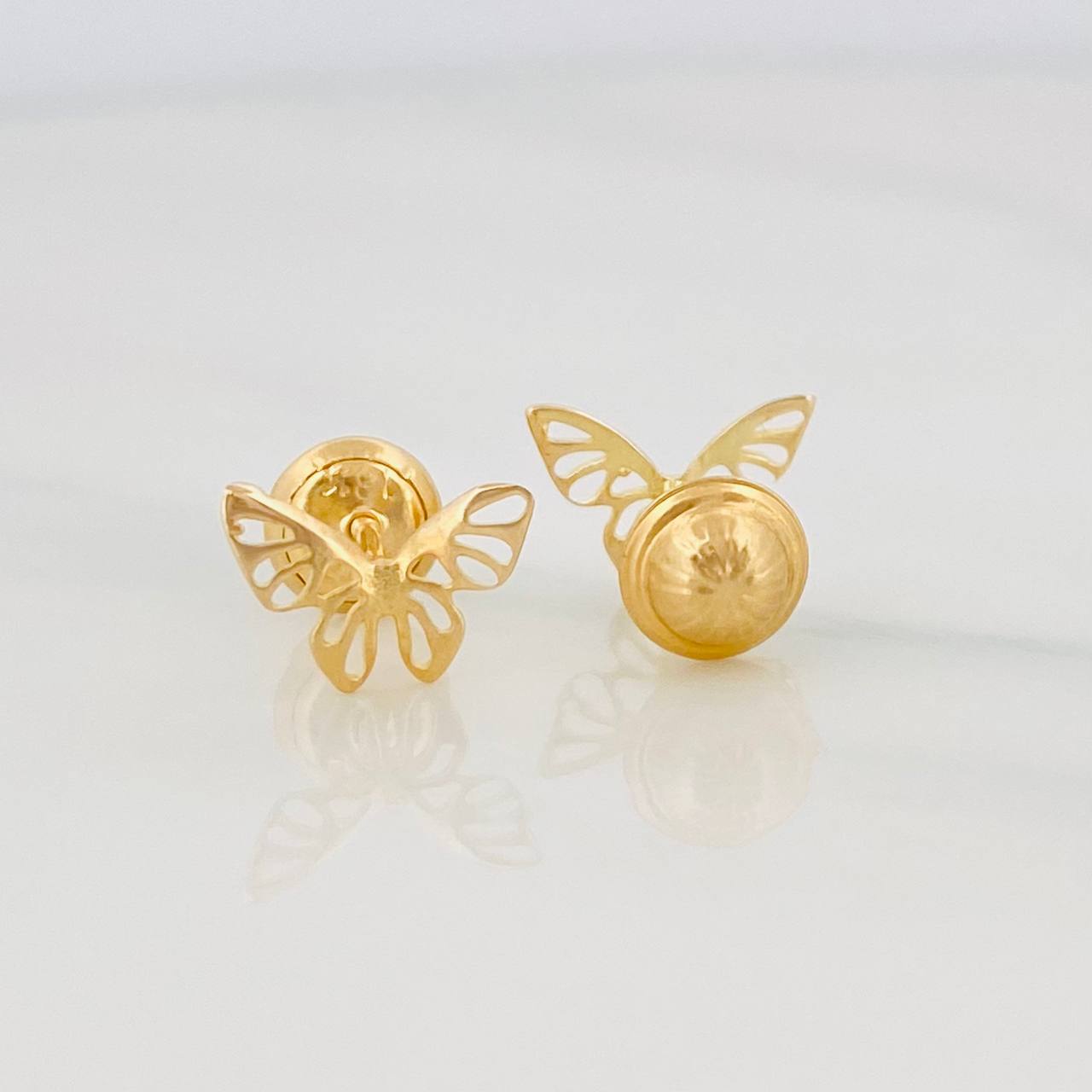 Stud Earrings Butterflies 0.6g / in / 9.6mm Yellow Gold 18K