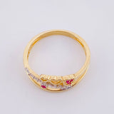 Anillo Carril Triple Corazon 2.2 g / T6 1/4 Oro Amarillo 18K