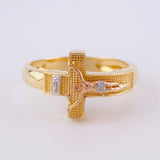 Anillo Cruz Cristo 4.5 g / T9 1/2 Tres Oros 18K