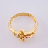 Anillo Cruz Cristo 4.5 g / T9 1/2 Tres Oros 18K