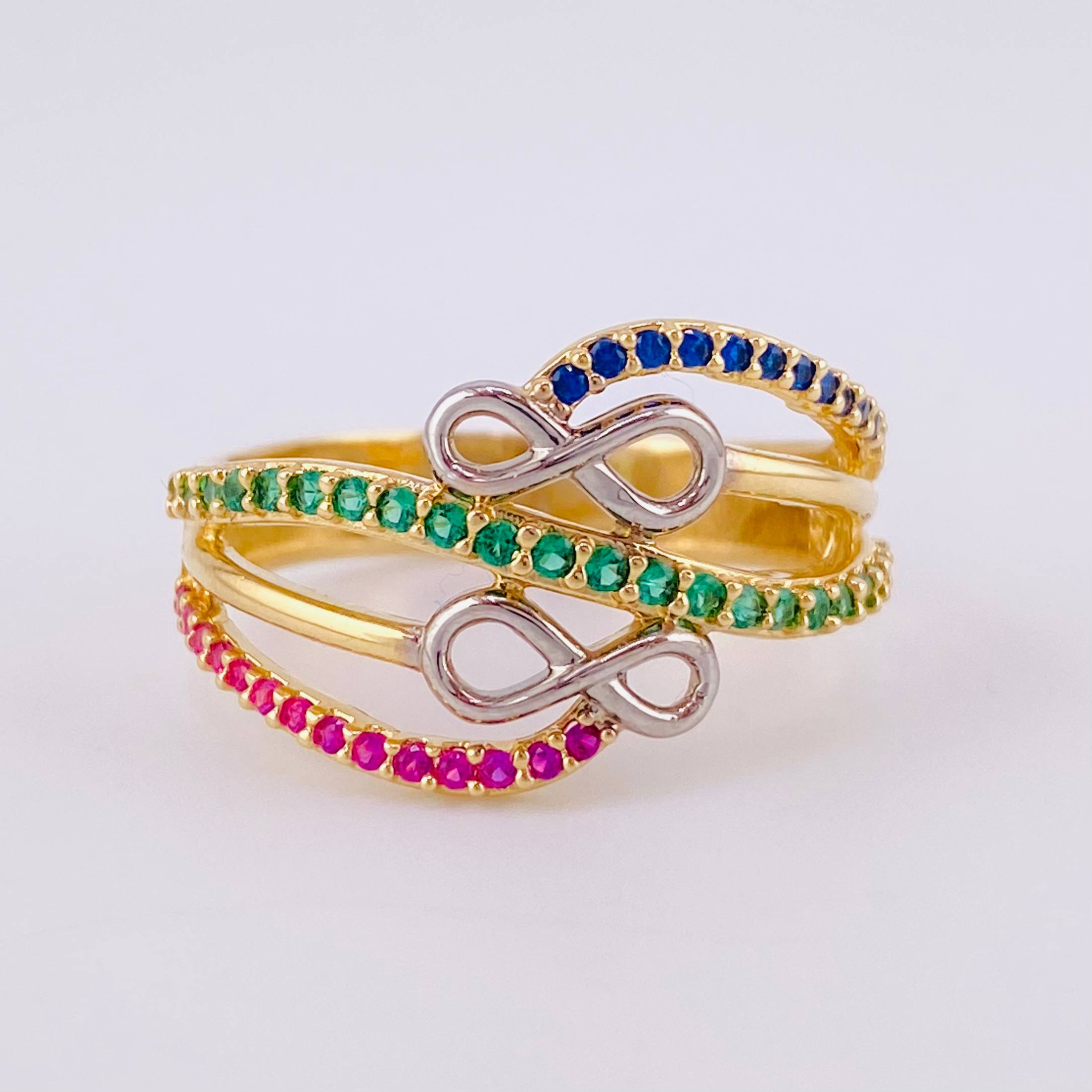 Anillo Abrazo Infinito 3.7 g / T8 Dos Oros Amarillo Blanco 18K