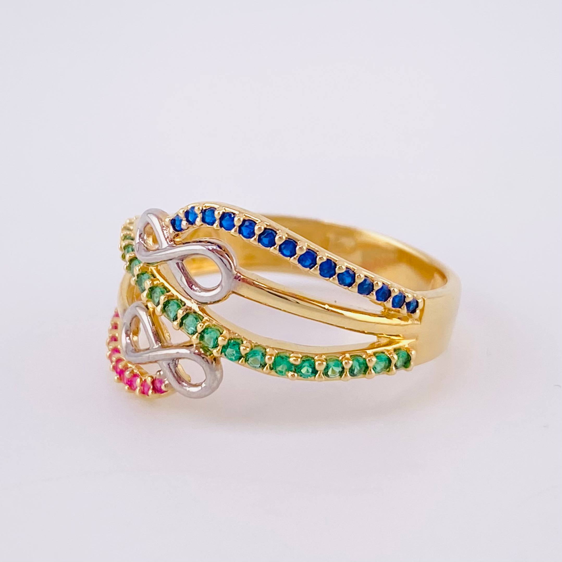 Anillo Abrazo Infinito 3.7 g / T8 Dos Oros Amarillo Blanco 18K