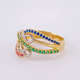 Anillo Abrazo Infinito 3.7 g / T8 Dos Oros Amarillo Blanco 18K