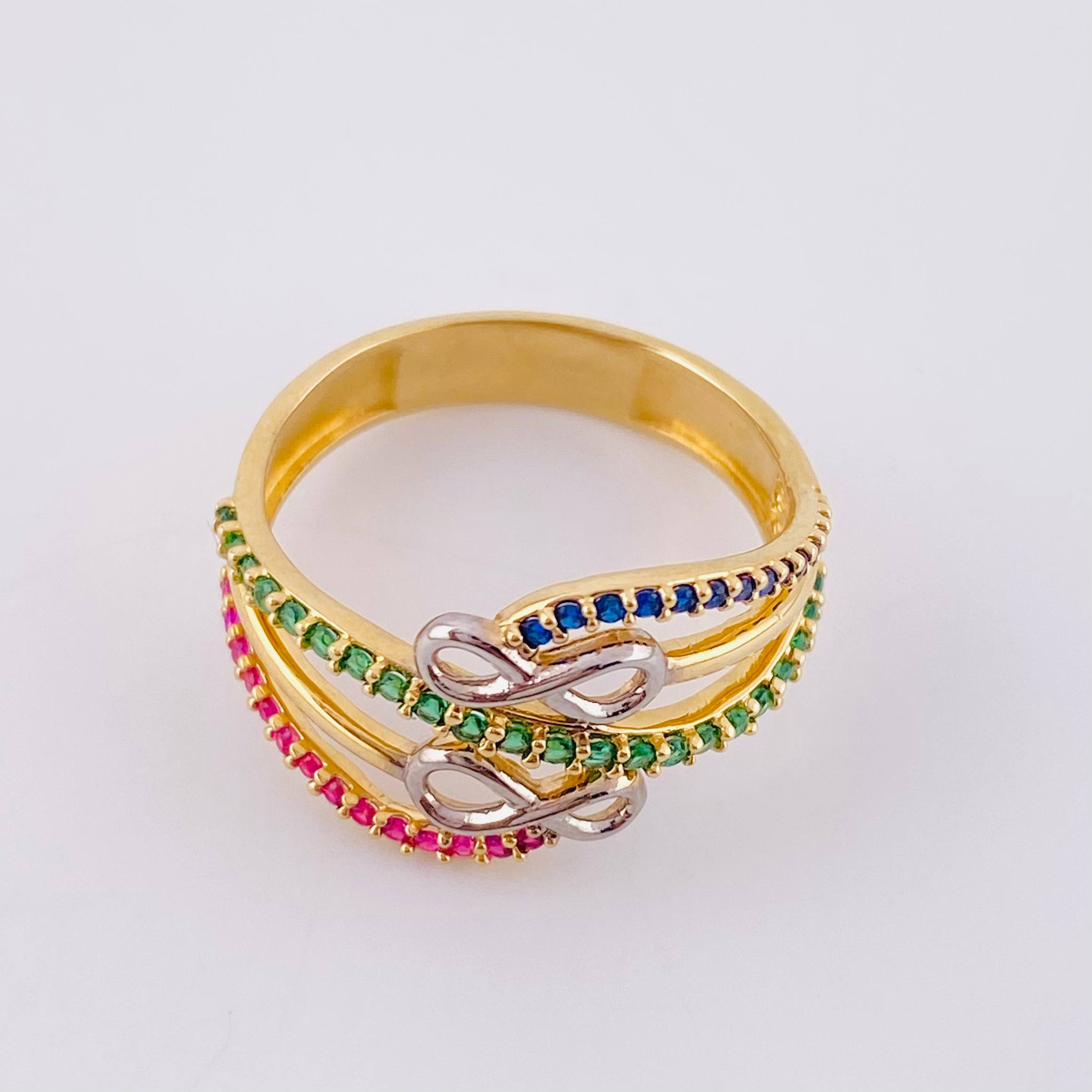 Anillo Abrazo Infinito 3.7 g / T8 Dos Oros Amarillo Blanco 18K