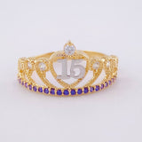 Anillo Corona 15´S 2.05 g / T6 1/4 Dos Oros Amarillo Blanco 18K