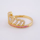 Anillo Corona 15´S 2.8 g / T8 Dos Oros Amarillo Blanco 18K