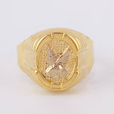 Anillo Sello Ovalado Aguila 3.45 g / T8 1/2 Dos Oros Amarillo Blanco 18K