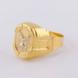 Anillo Sello Ovalado Aguila 3.45 g / T8 1/2 Dos Oros Amarillo Blanco 18K