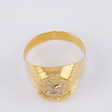 Anillo Sello Ovalado Aguila 3.45 g / T8 1/2 Dos Oros Amarillo Blanco 18K