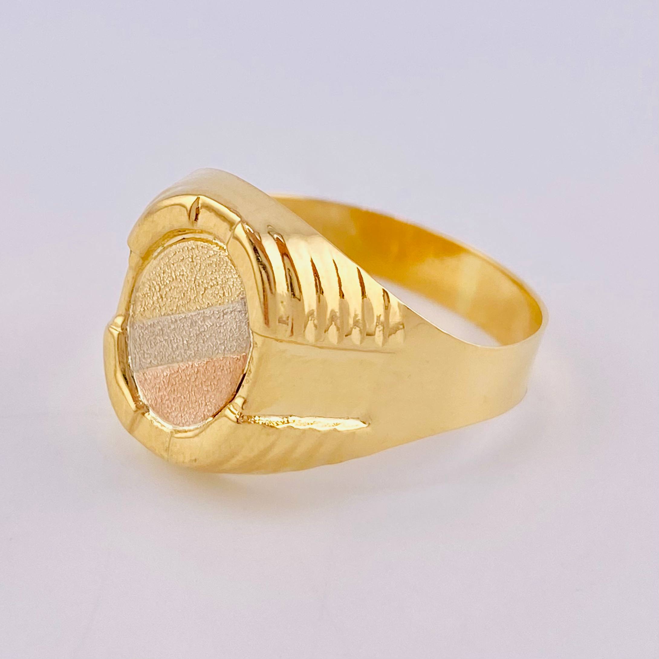 Oval Signet Ring with Frame 3.5 g / T10 Three Golds 18K