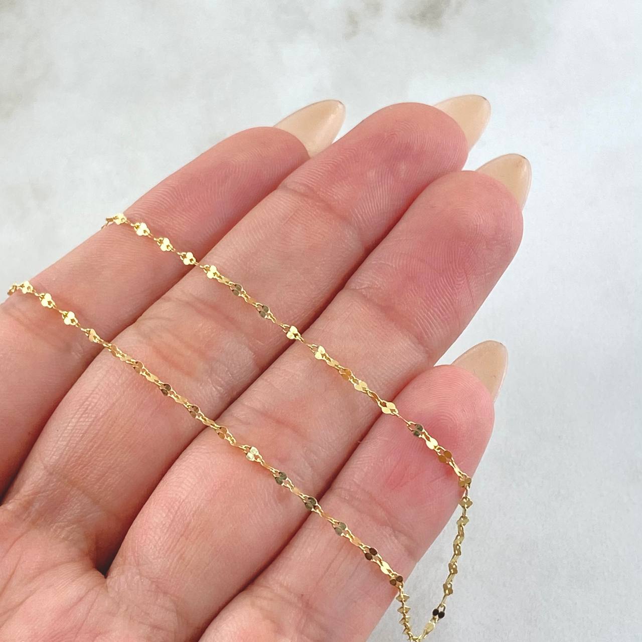Mirror Flower Chain 0.95gr / 17.8in / 18K Gold +3