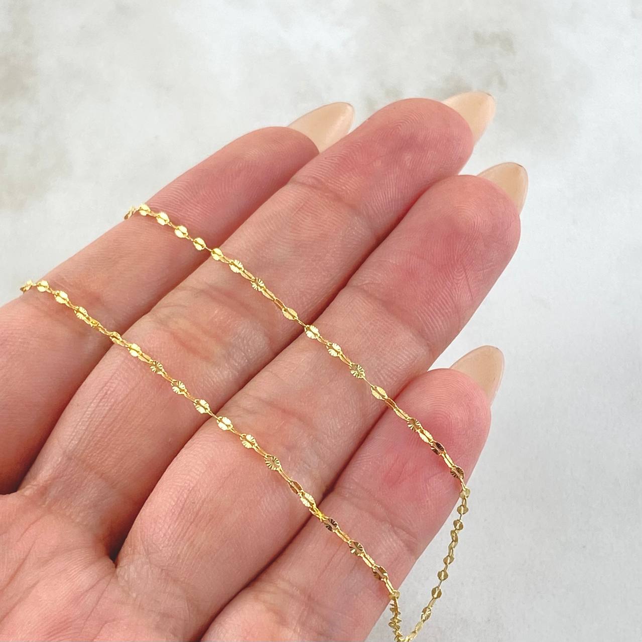 Mirror Flower Chain 0.8gr / 17 3/4 in / 18K Gold +3 ©