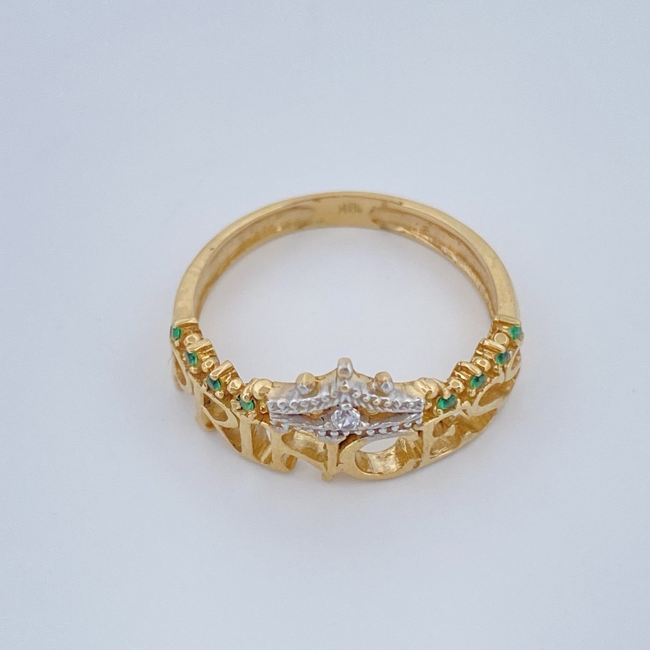 Princess Ring 3.1gr / Size 6 1/2 / Two Tone 18K Gold $