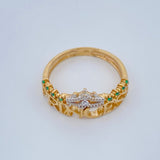 Princess Ring 3.1gr / Size 6 1/2 / Two Tone 18K Gold $