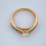 Green Charm Ring 3.15gr / Size 7 1/4 / 18K Gold $