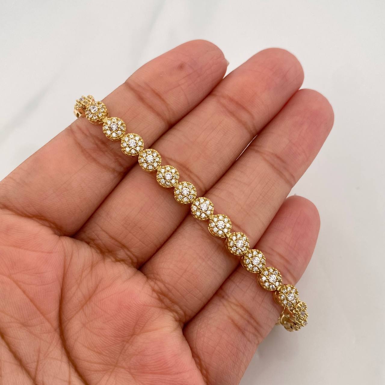 Bracelet Halo Tennis 10.9g / 6 in / 5.08mm Yellow Gold 18K