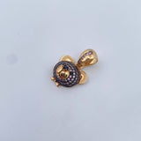 Pendant Bear Face 3gr / 2.1cm / Pink and Black Zircons Two-tone Black and Yellow 18K Gold &