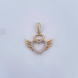 Pendant Heart Silhouette Wings 1.55gr / 2.3cm / White Zirconia 18K Yellow Gold &