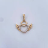 Pendant Heart Silhouette Wings 1.55gr / 2.3cm / White Zirconia 18K Yellow Gold &