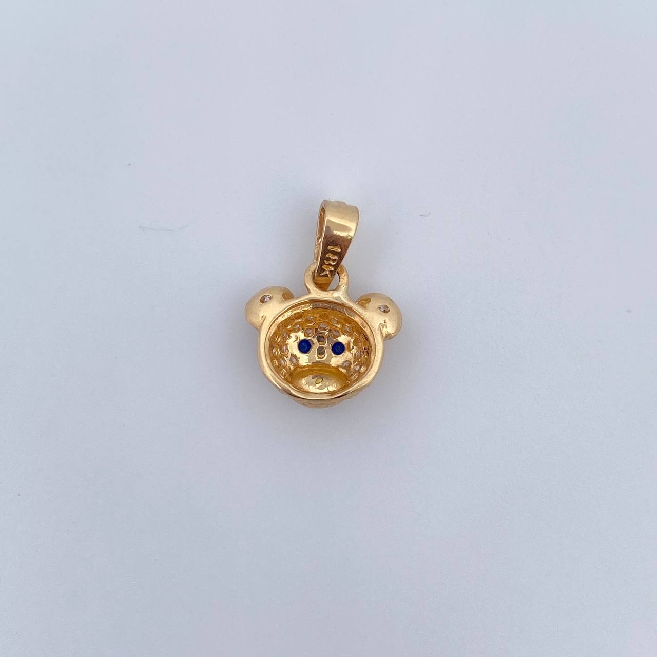 Dije Rostro Oso 1.55gr / 1.6cm / Circones Blancos Azules Oro Amarillo 18K &