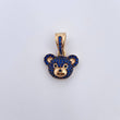 Pendant Bear Face 2.55gr / 2cm / Blue Black Zircons 18K Yellow Gold &